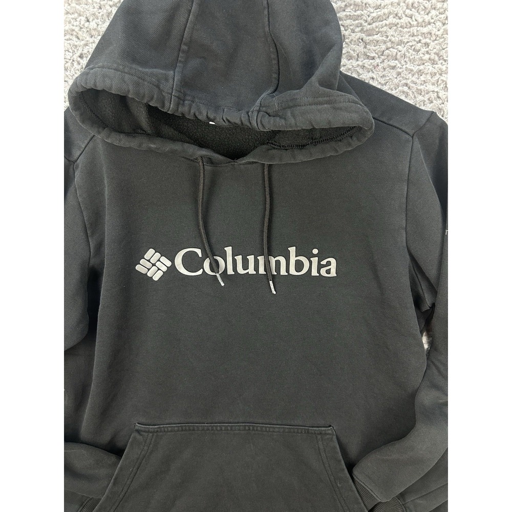 Columbia Sweatshirt Men's Large Black Hoodie Pullover Outdoor Logo Fleece Hiking